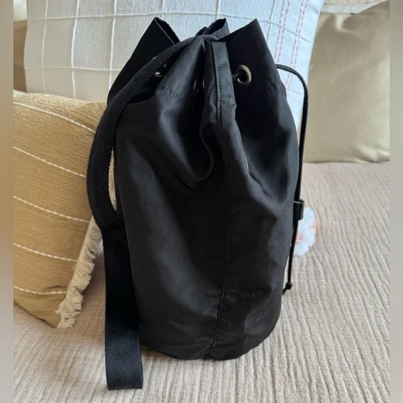 Prada Vintage Bucket Bag with Enameled Metal Triangle Logo Plate
